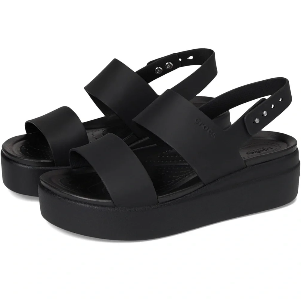 CROCS Women’s Black Platform Dual-Band Slingback Sandal - Picture 4 of 4